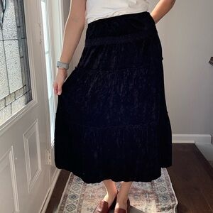 Cato Black Velvet Maxi Skirt